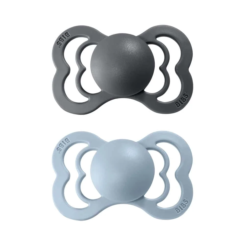 BIBS Supreme cumlíky zo silikónu 2ks veľkosť 1 - Iron / Baby Blue