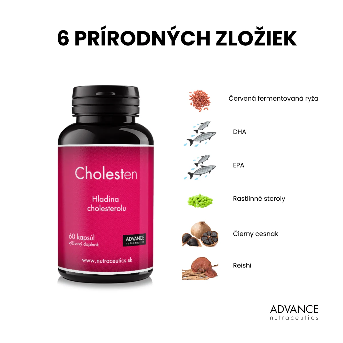ADVANCE Cholesten 60 kapsúl - cholesterol 1×60 cps, výživový doplnok na udržanie hladiny choleserolu