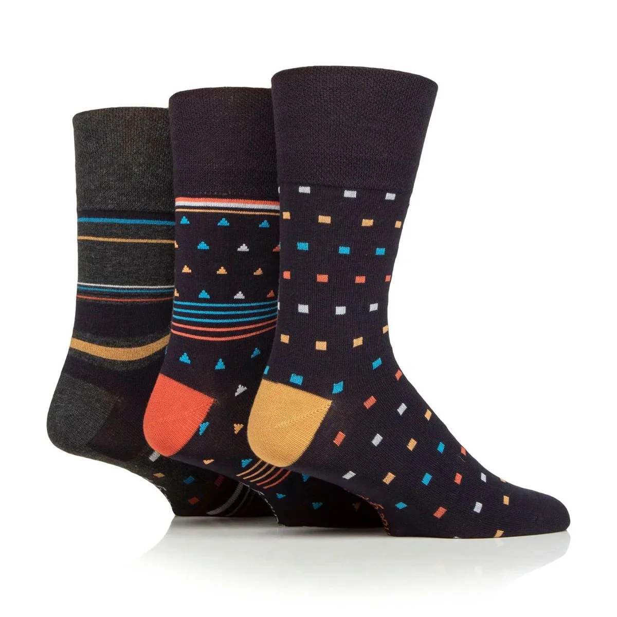 Pánske módne 3 páry Gentle Grip Bambus ponožky MUSTARD Veľkosť ponožiek 39-45