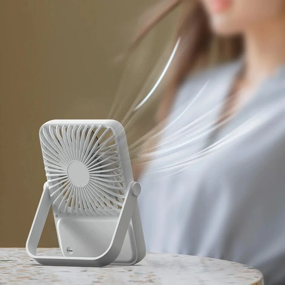 Stolový ventilátor s nastaviteľným stojanom, biely