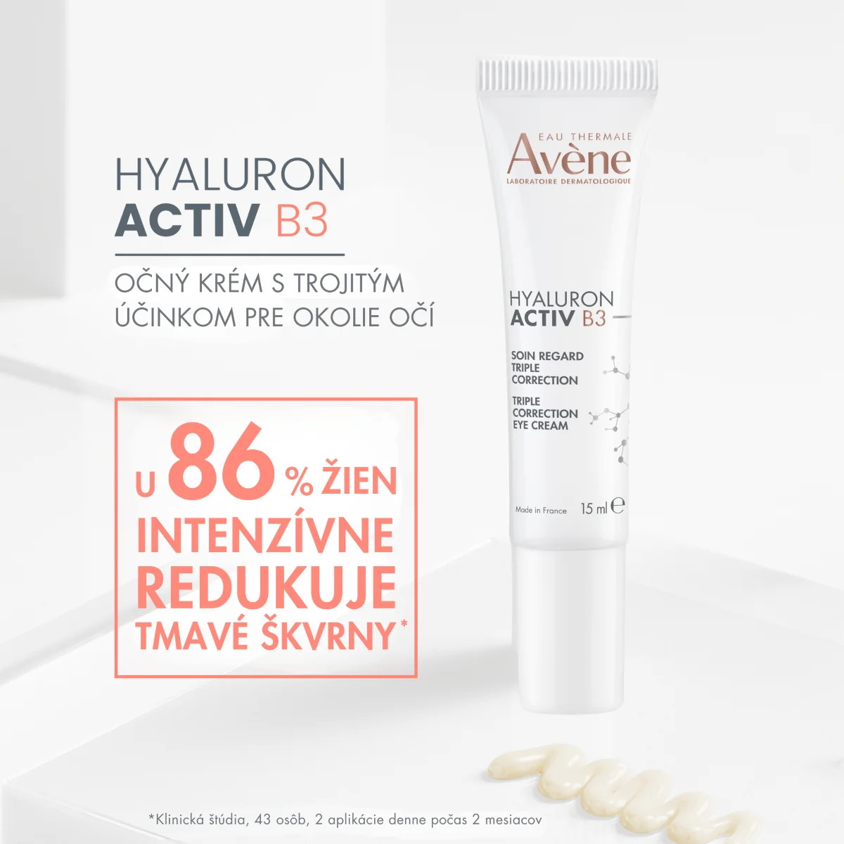 Avène Hyaluron Activ B3 Očný krém s trojitým účinkom 15 ml
