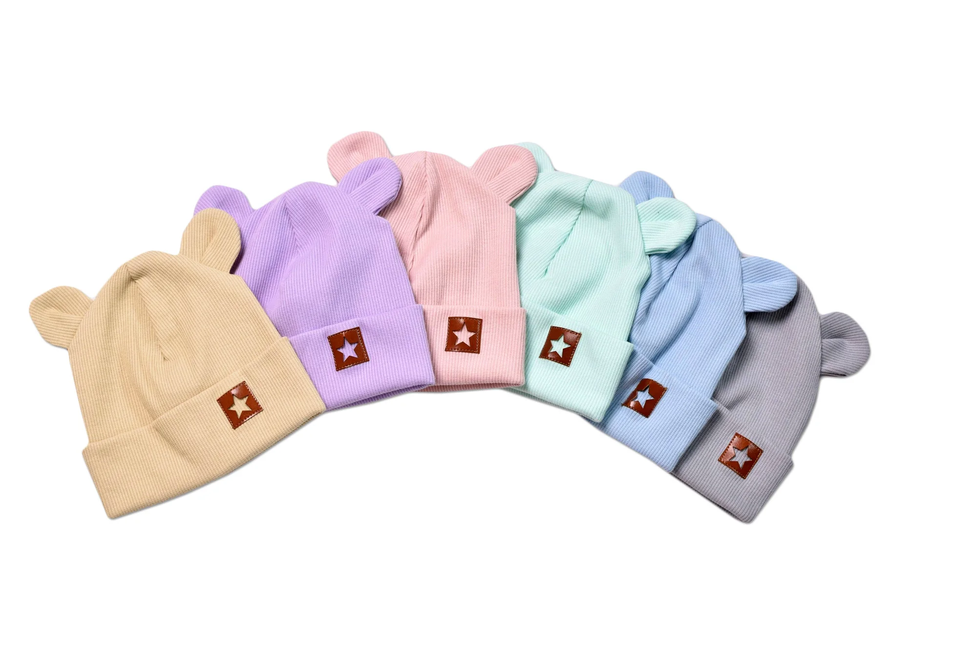Baby Nellys Rebrovaná dvojvrstvová čiapka s uškami TEDDY - lila, veľ. 68/74