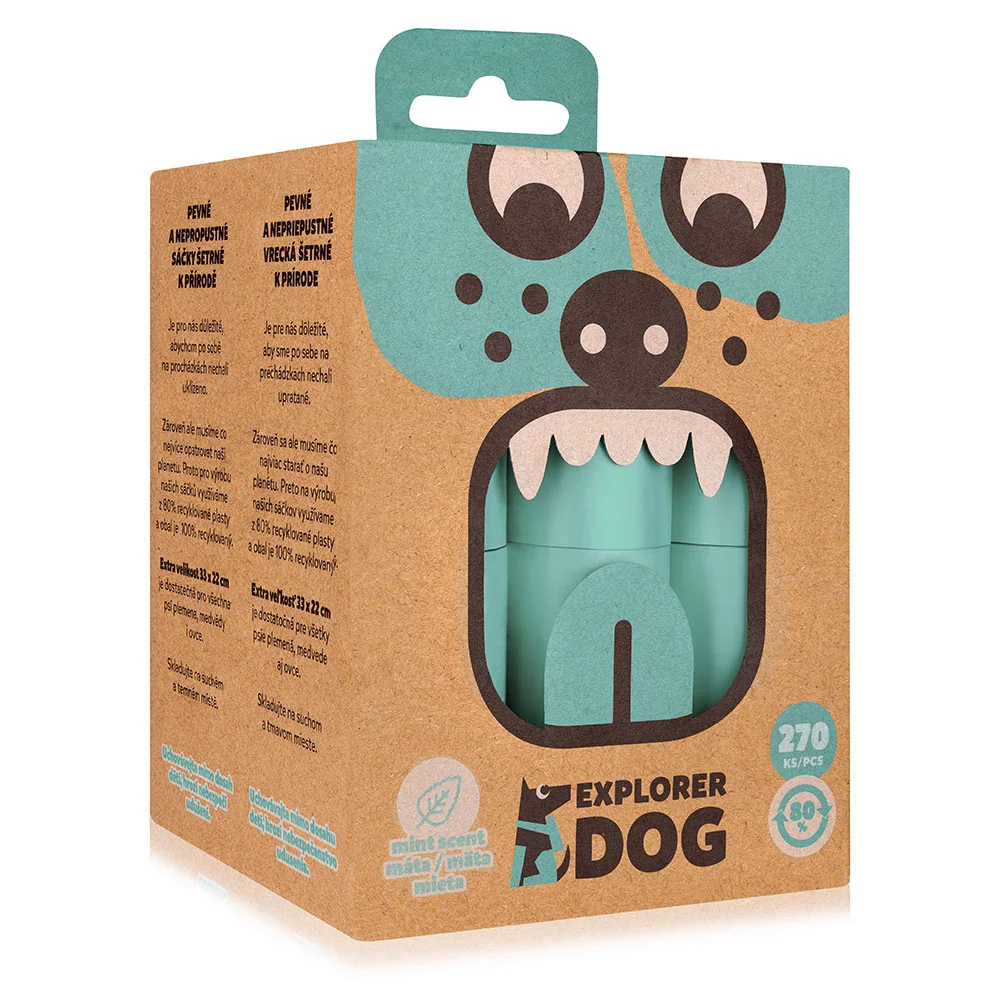 E×PLORER DOG Vrecká recyklované na psie e×krementy s vôňou mäty 1×270 ks, recyklované vrecká