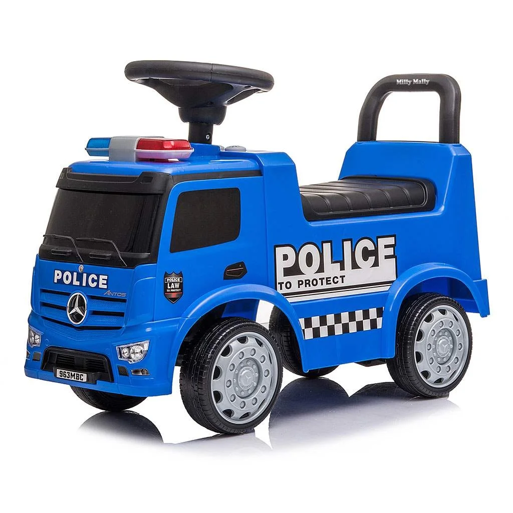 Detské odrážadlo so zvukom Mercedes Milly Mally POLICE modré ,