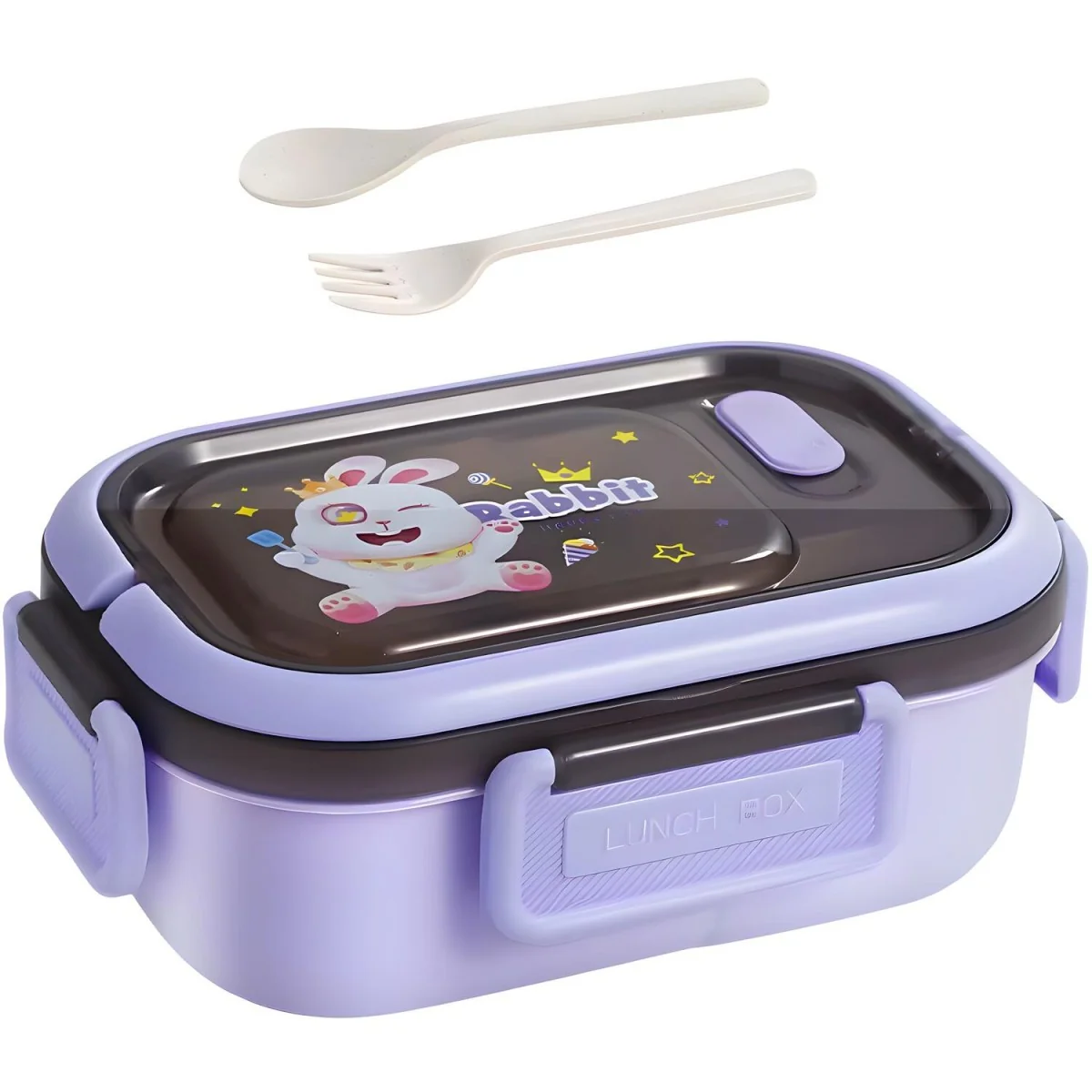 Lunchbox s priehradkami a príborom Fialová/zajačik
