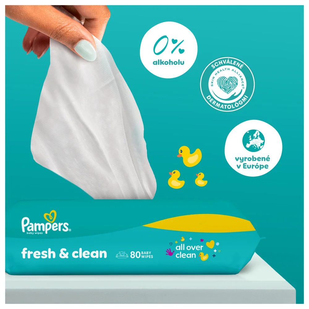 Pampers Fresh Clean Baby detské čistiace obrúsky 12 x 80 ks