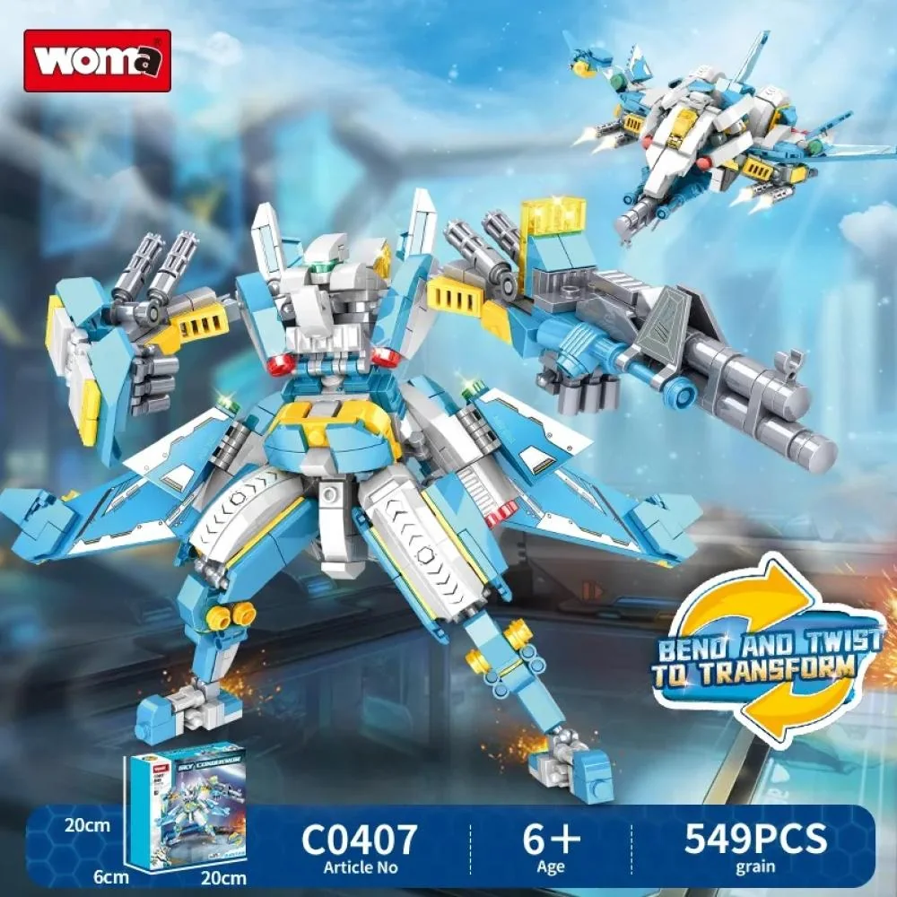 Stavebnica WOMA-Robot 2v1 549 dielov, modrá farba