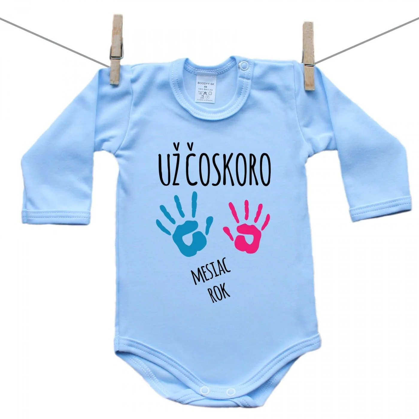 Boodyy Modré body s dlhým rukávom Už čoskoro Veľkosť: 92