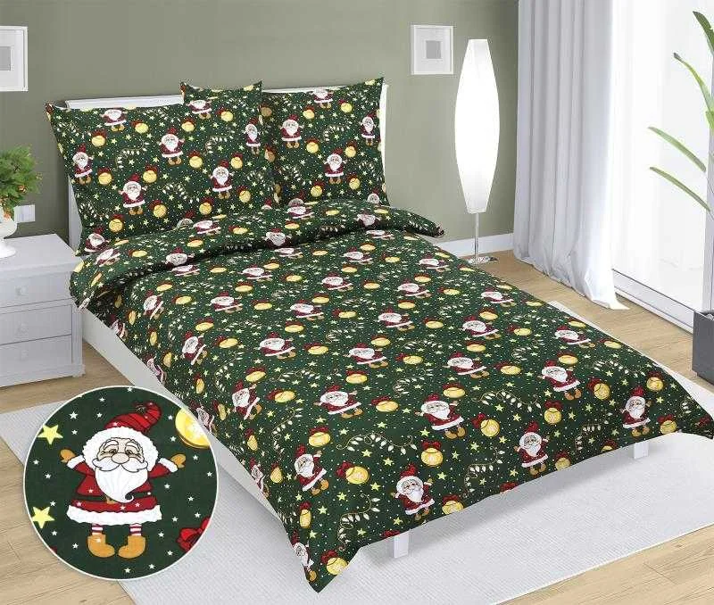 Obliečky bavlna 90/112 Vianoce zelené 140x200, 70x90 1×1 ks, obliečky