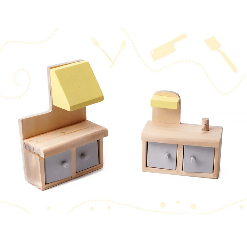 Hračka domček s nábytkom drevený DOLLHOUSE W06A393 sivý 70x60x24cm
