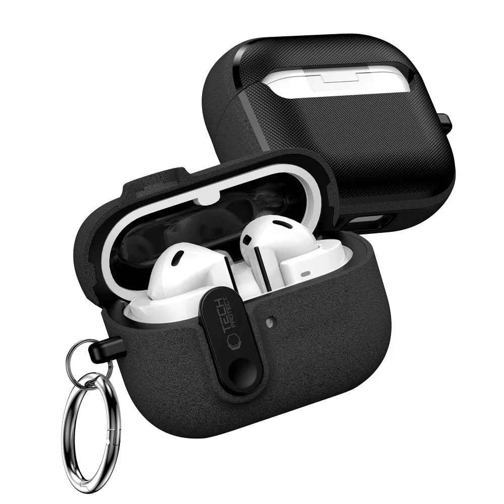 Tech-Protect Slim Hook puzdro na Samsung Galaxy Buds 3 / 3 FE / 3 Pro, čierne čierne