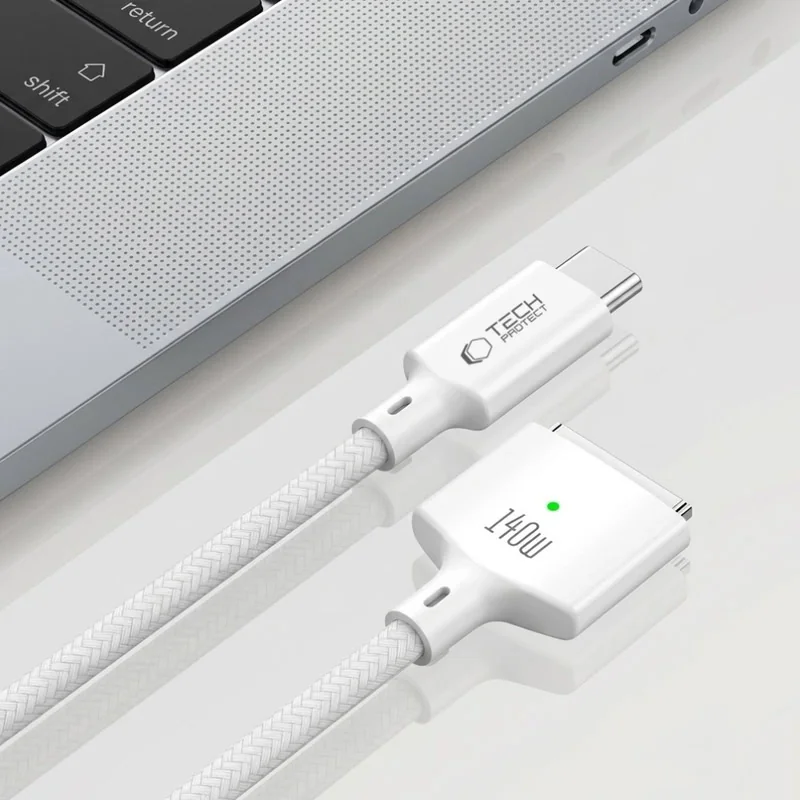 Tech-Protect MMC01 magnetický kábel na MacBook USB-C / MagSafe 3, 140W 2m, biely