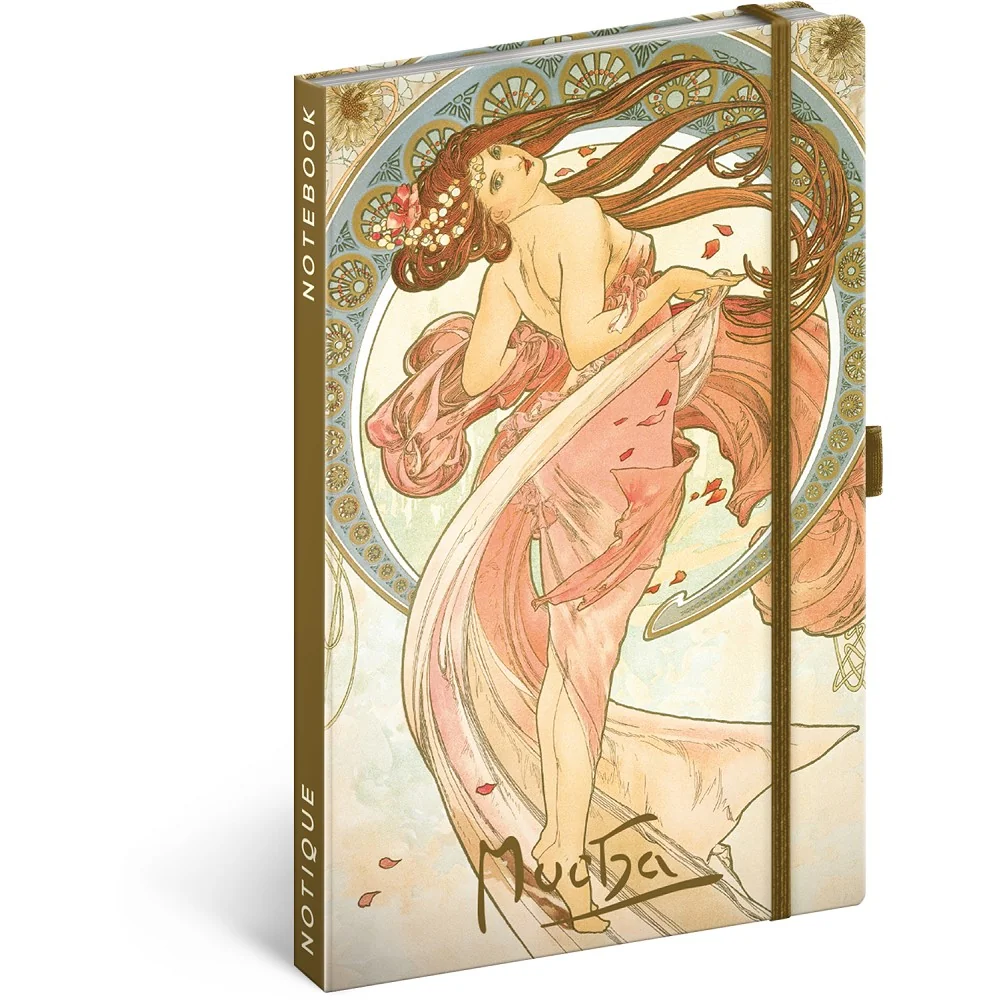 Zápisník Alfons Mucha - Tanec, linajkový A5, pevná väzba