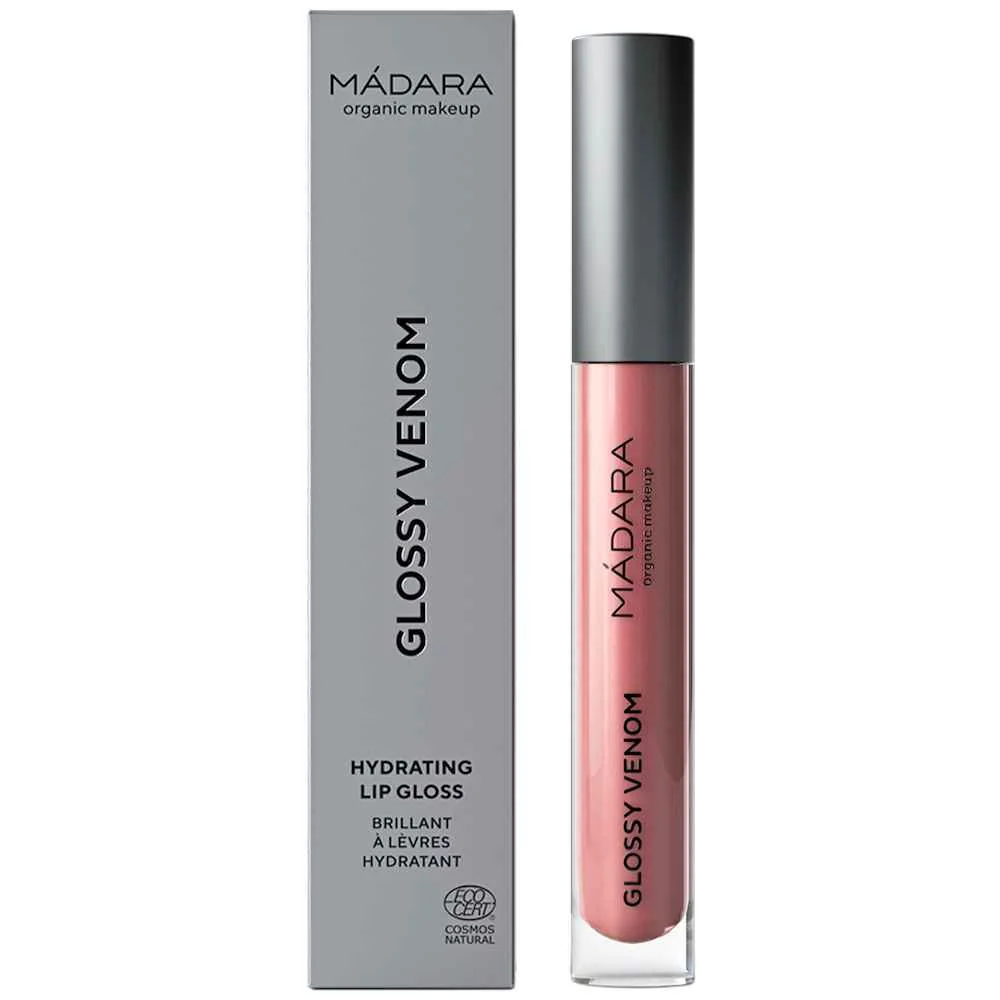 MÁDARA GLOSSY VENOM Hydratačný lesk na pery Magnetic Nude 1×4 ml, hydratačný lesk na pery