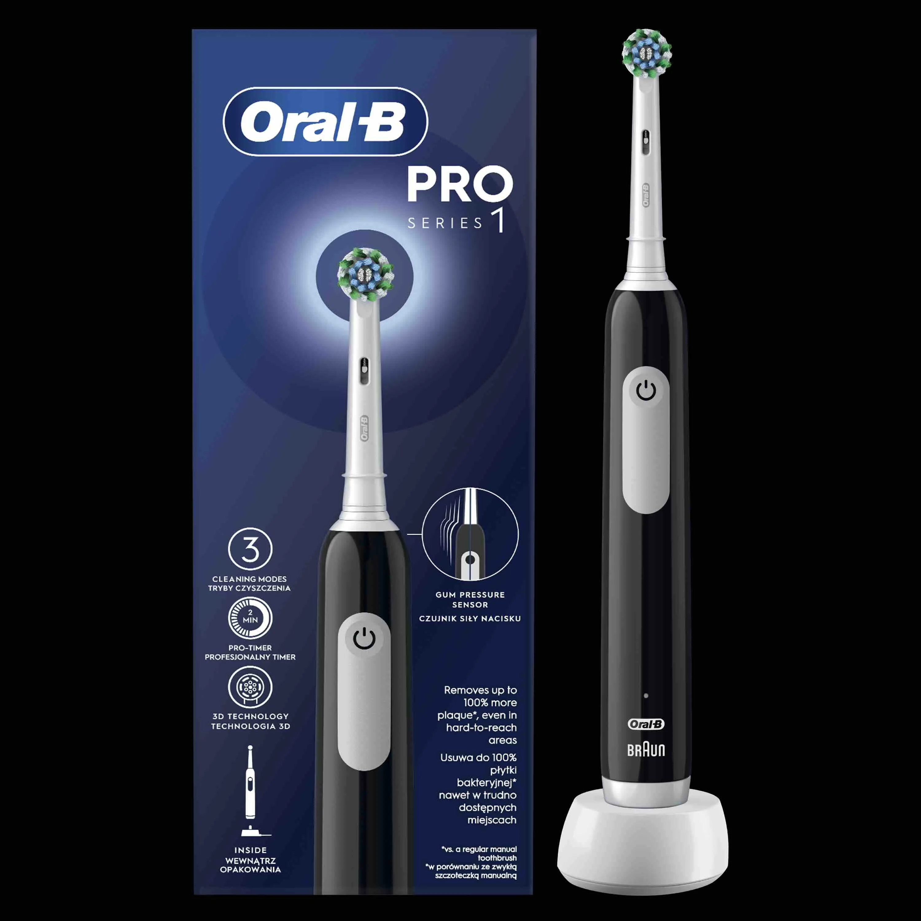 Oral-B EK Pro Series 1 Black 1×1 ks, elektrická zubná kefka