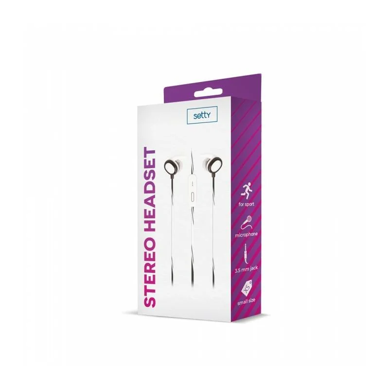 SETTY Sport káblové slúchadlá do uší, biele GSM099289