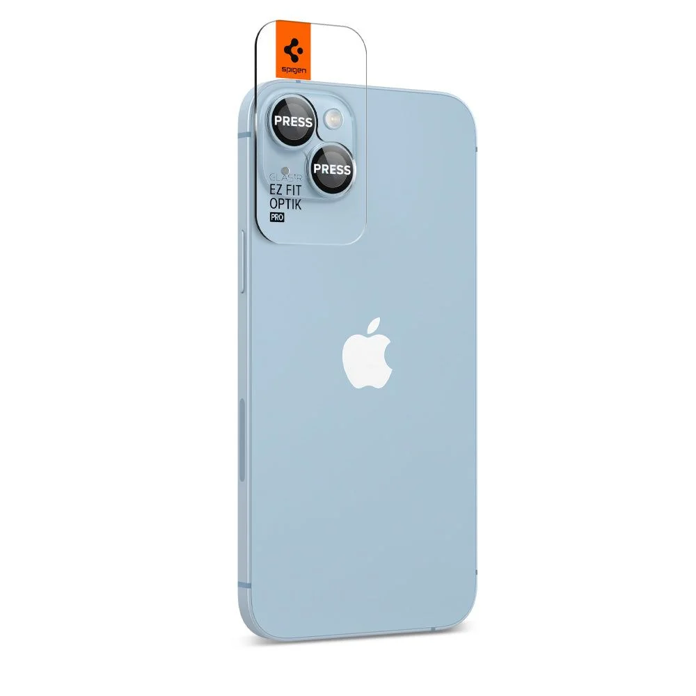 Spigen Ez Fit Optik 2x ochranné sklo na kameru na iPhone 14 / 14 Plus / 15 / 15 Plus, modré / 15 / 15 Plus, modré