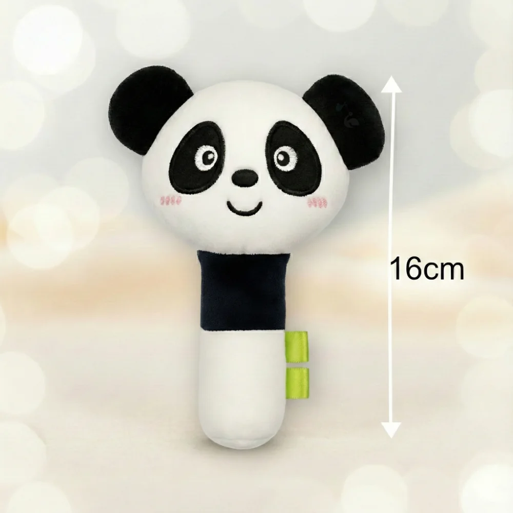 Plyšová senzorická špirála + plyšové pískatko Panda - čierna, biela