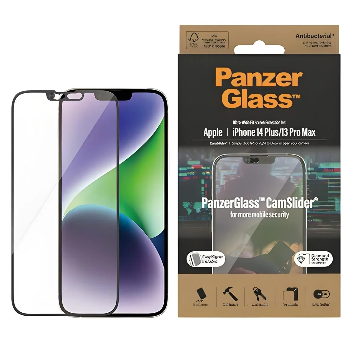 Tvrdené sklo UWF CamSlider pre iPhone 14 Plus/13 Pro Max - Čierna 1 x 1 ks, poctivá ochrana