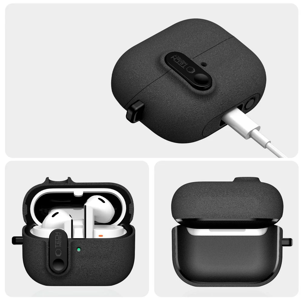 Tech-Protect Slim Hook puzdro na Samsung Galaxy Buds 3 / 3 FE / 3 Pro, čierne čierne