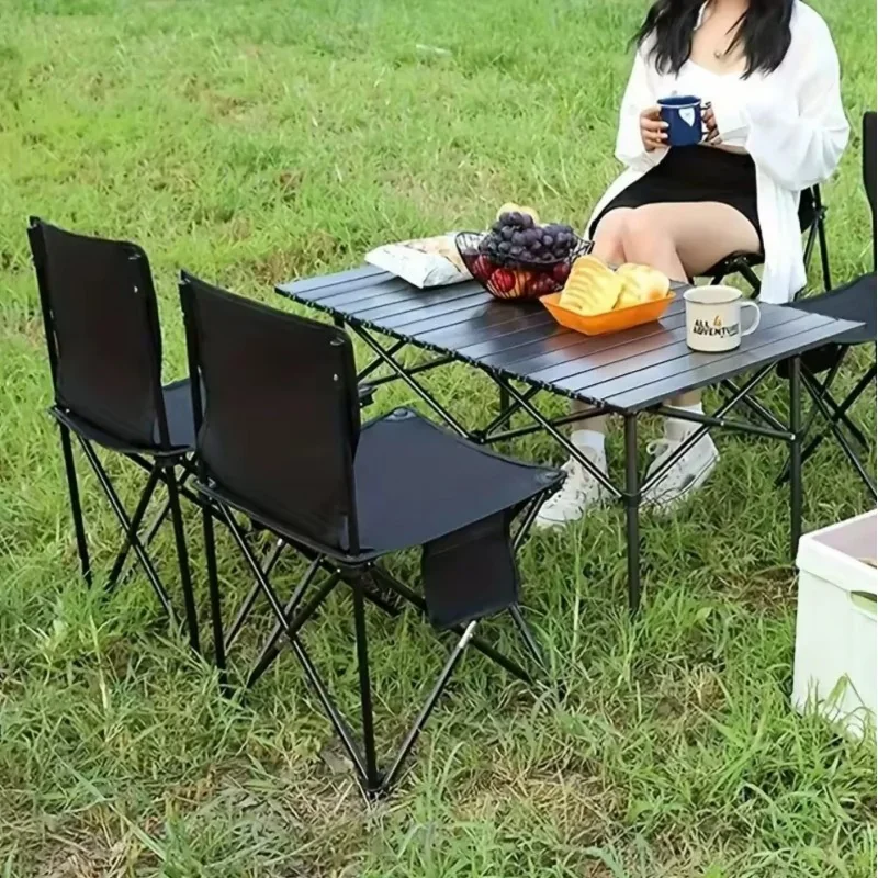 Livefy skladacia kempingová stolička Camper, čierna