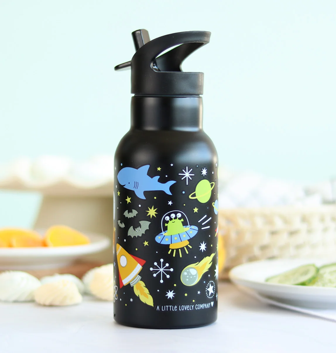 A Little Lovely Company - antikorová fľaša na pitie, 350 ml - vesmír