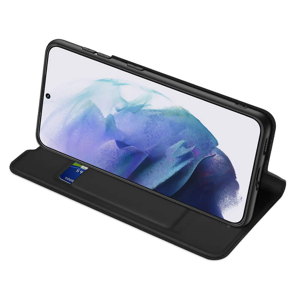 DUX DUCIS Skin Pro knižkové kožené puzdro na Samsung Galaxy S22 Plus,čierne čierne