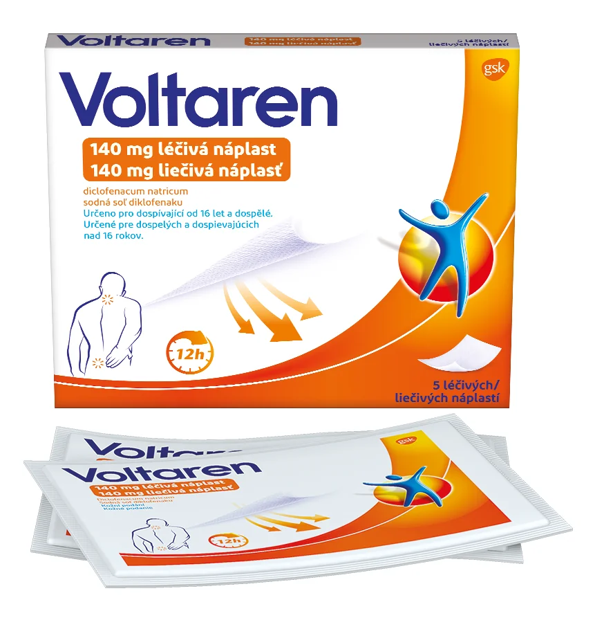 Voltaren 140g liečivá náplasť 1x5 ks,  na bolesť chrbta, svalov a kĺbov, stačí 1x denne