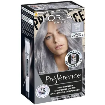 L'Oréal Paris Préférence Vivid Colors permanentná farba na vlasy 1×1 set, Soho - Silver Grey, 60+90+54 ml