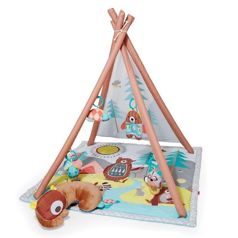 Deka na hranie 4 hračky, vankúšik Camping Cubs 0m+