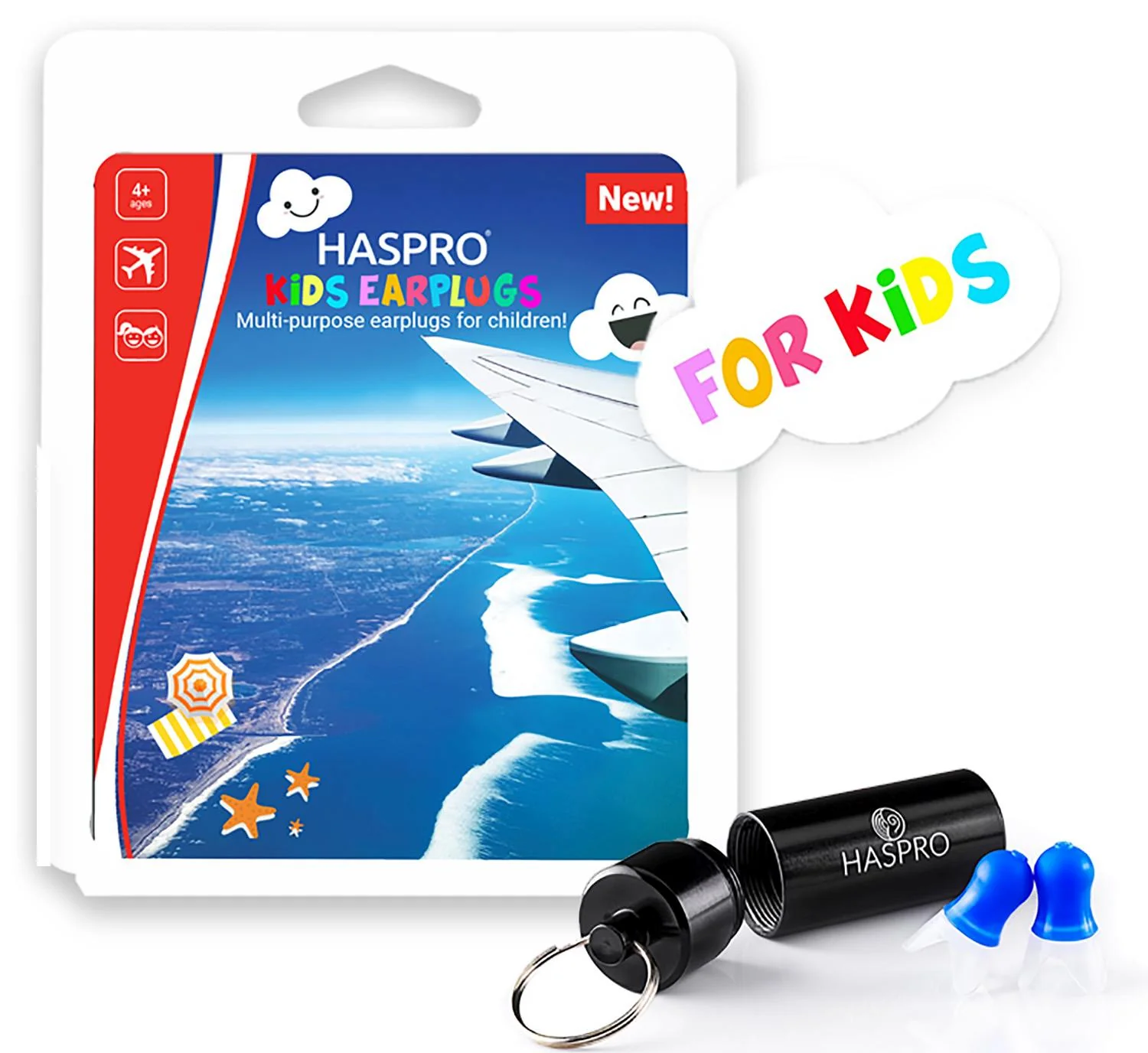 HASPRO Travel Kids ušné zátky do lietadla pre deti, 1 pár (2 ks)