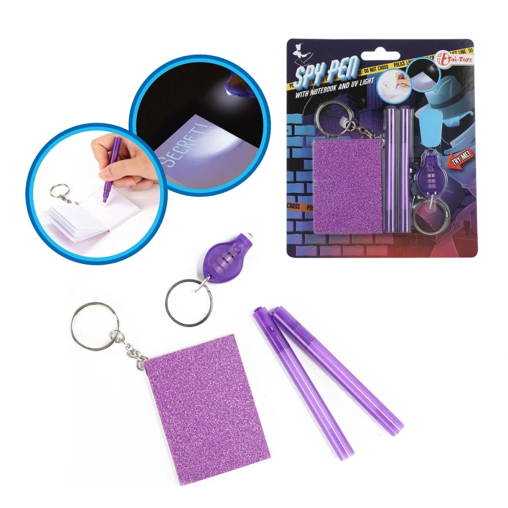 Tajné písanie: blok+UV lampa na kľúčenke s tajným perom-Toi Toys 