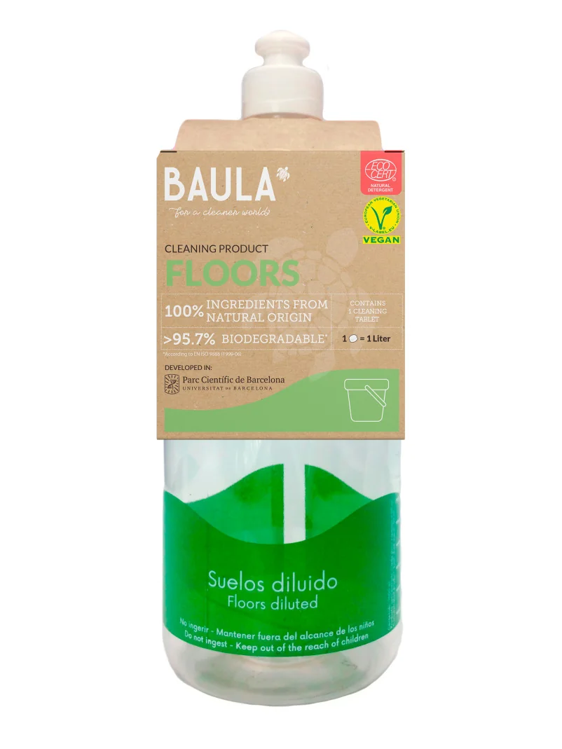 Baula štartovacia sada na podlahy - fľaša a ekologický čistiaci prípravok na podlahy v tabletách 1×1 tableta / 5 g, čistiaci prostriedok