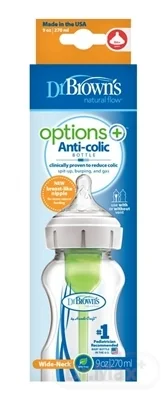 Dr.Brown’s Dojčenská Antikoliková fľaša Options+ Wide-Neck (WB91600) 1×270 ml, dojčenská antikoliková fľaša