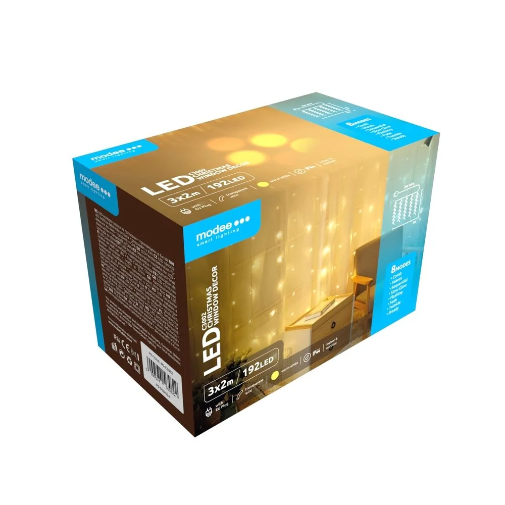 Modee Lighting LED záves 192 LED 3x2m teplá biela