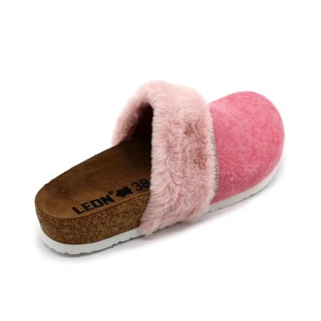 LEON 4261 Dámske zdravotné korkové teplé papuče Ružové 38 - 24,5cm, ružová, 2,0 cm