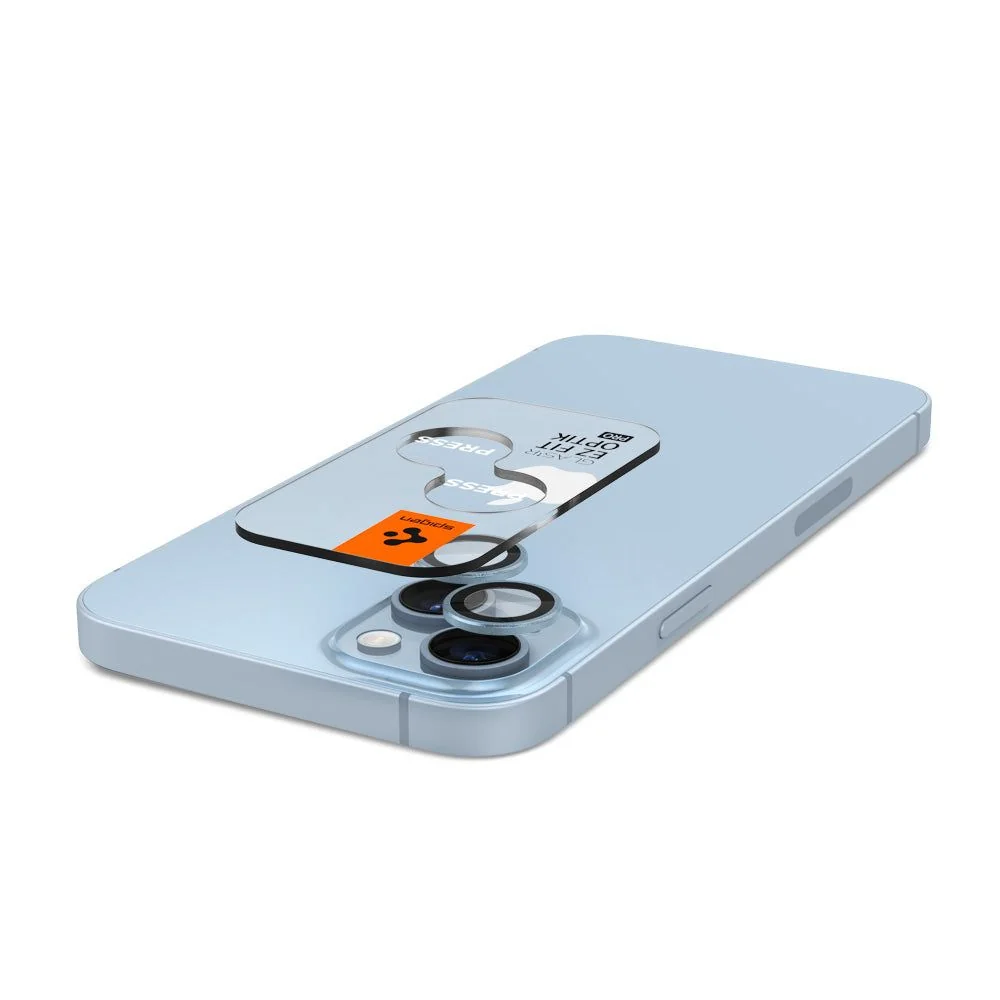Spigen Ez Fit Optik 2x ochranné sklo na kameru na iPhone 14 / 14 Plus / 15 / 15 Plus, modré / 15 / 15 Plus, modré
