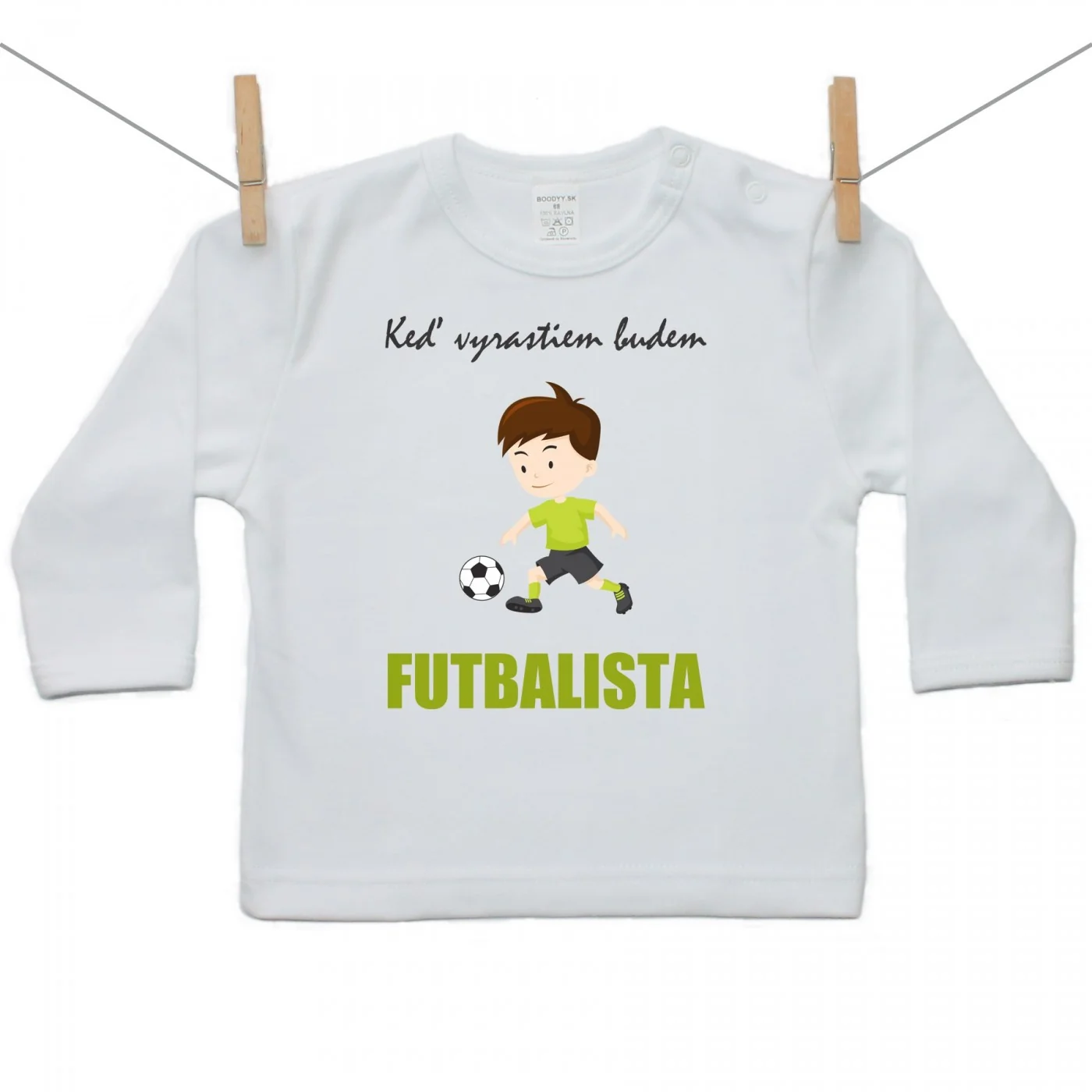 Boodyy Tričko s dlhým rukávom Keď vyrastiem budem futbalista Veľkosť: 80