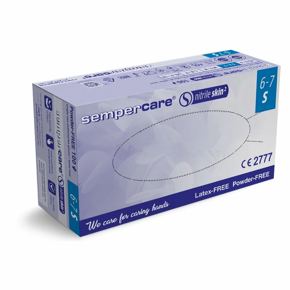 Sempercare SKIN 2 nitrilové rukavice bez púdru S modré 200 ks 