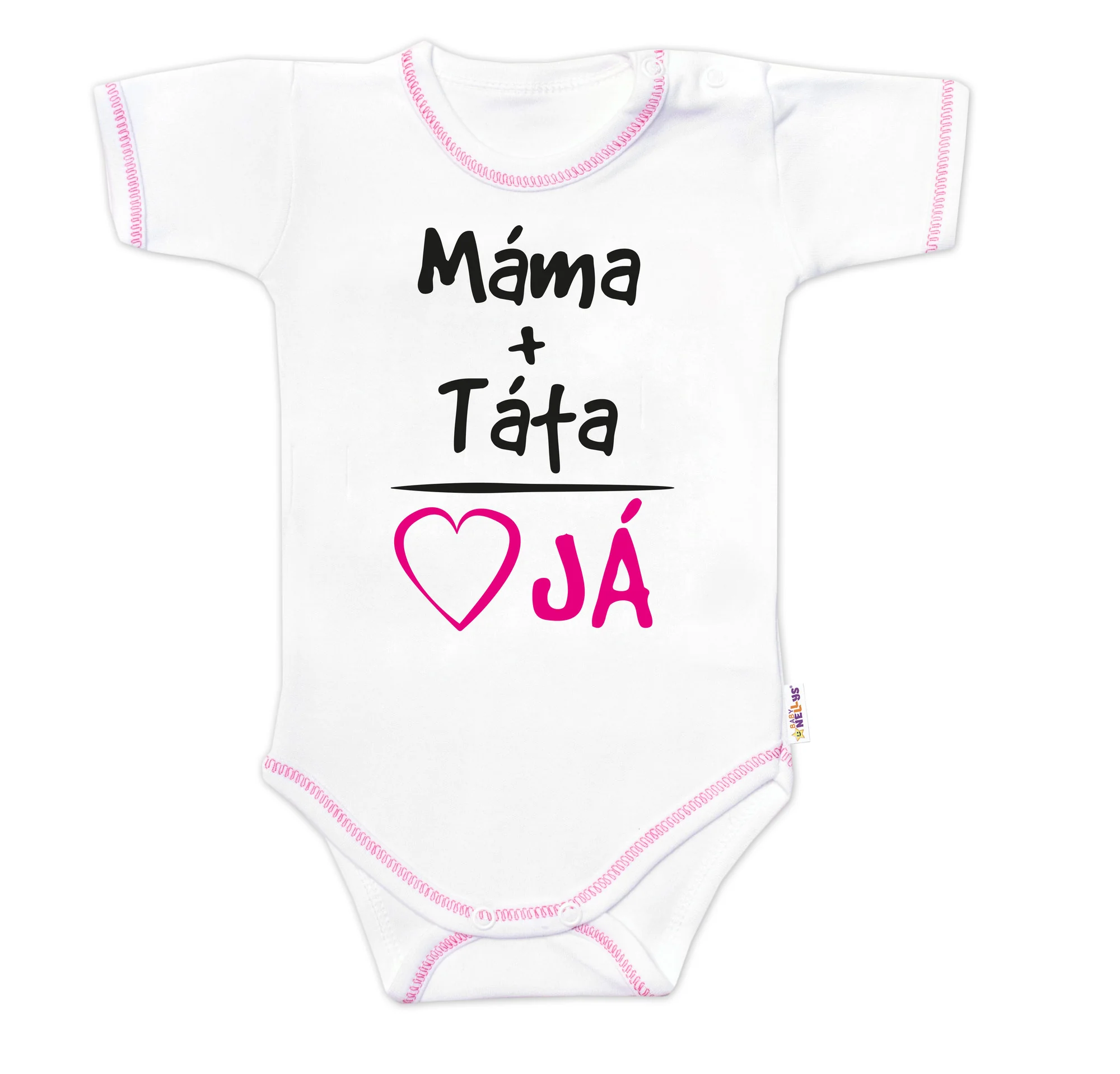 Body krátky rukáv s vtipným textom, Máma+Táta, veľ. 74, holka