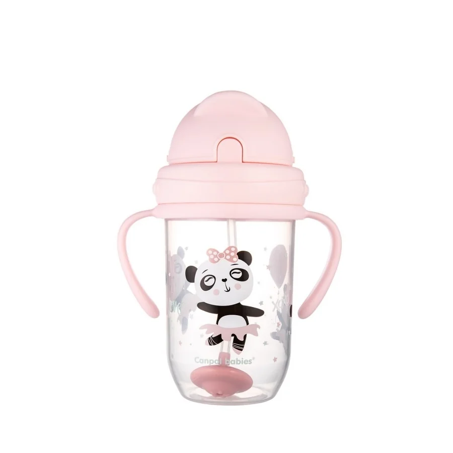Netečúci hrnček so slamkou so závažím 270ml 6m+ Exotic Animals 1×1 ks, netečúci hrnček so slamkou