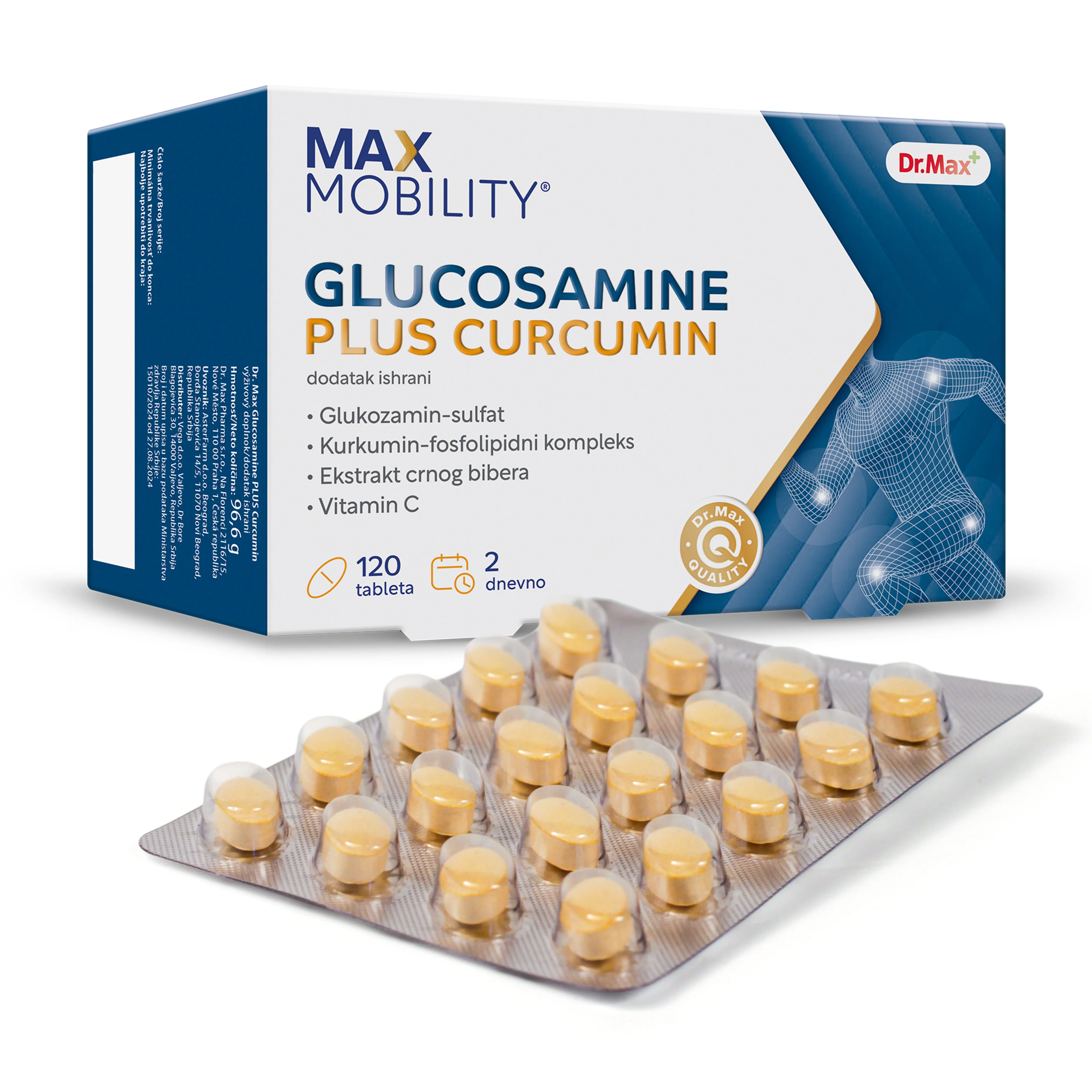 Dr. Max Glucosamine Plus Curcumin 1×120 tbl, výživový doplnok