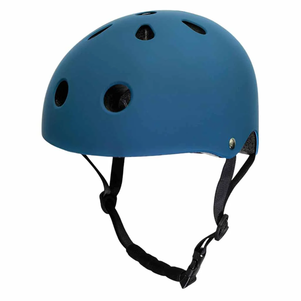 Detská cyklistická prilba s LED, veľkosť M 55–58 cm, tmavomodrá
