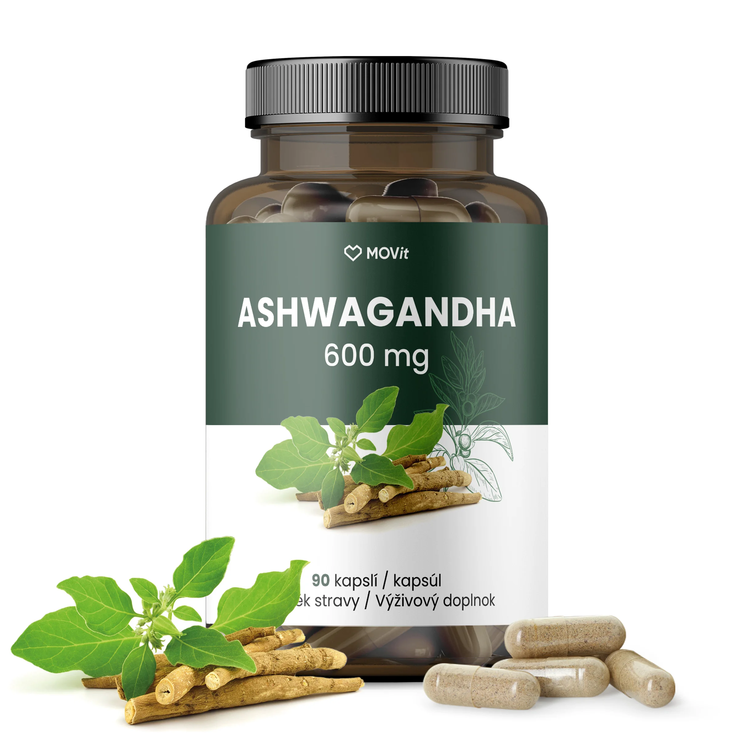 MOVit Ashwagandha 600 mg PREMIUM, 5 % withanolidov 90 cps