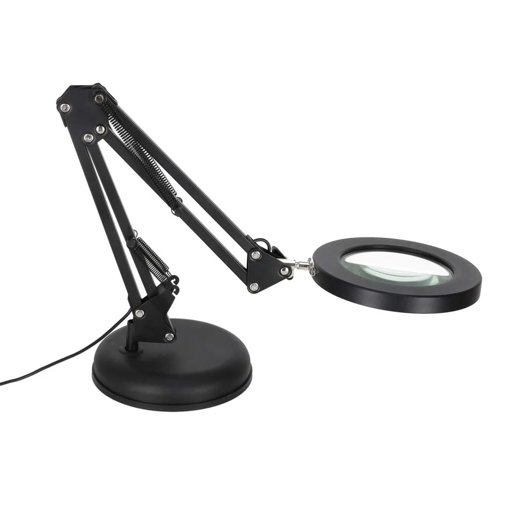 Stolová LED lampa s lupou 3× – nastaviteľné rameno, USB