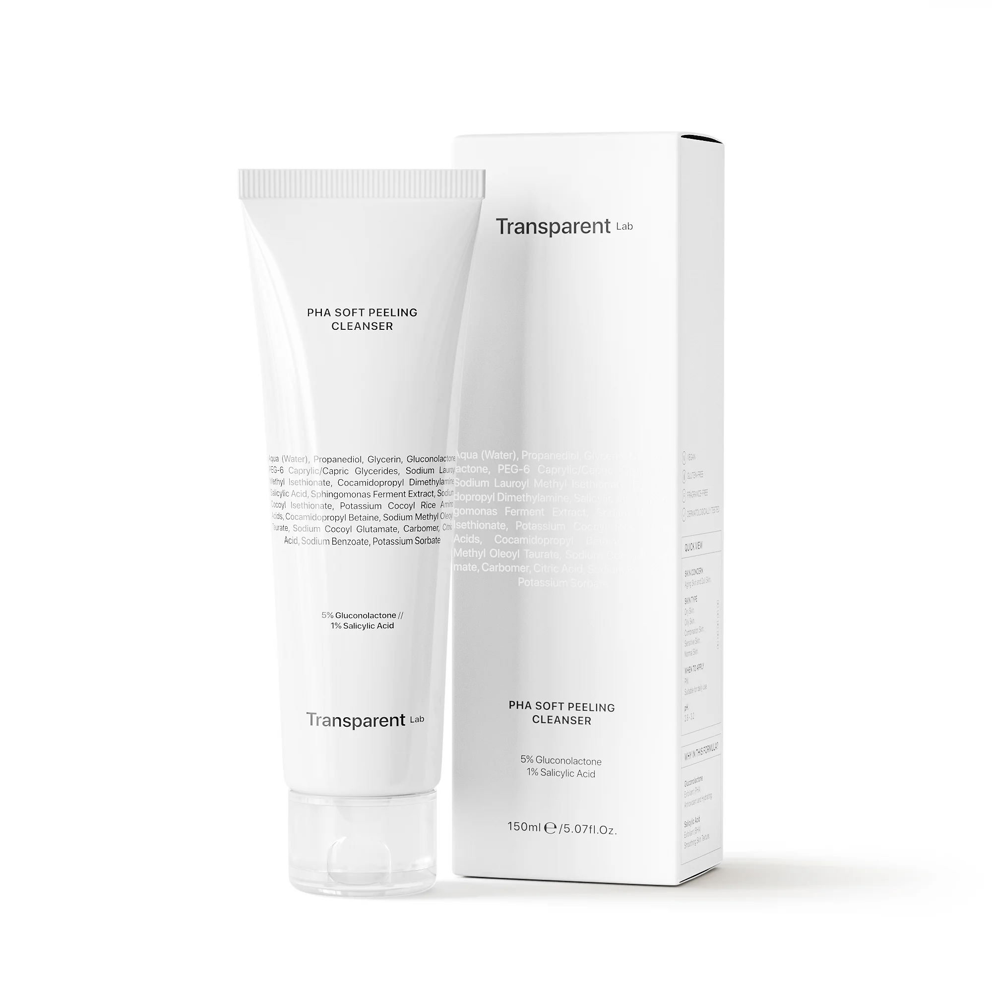 Transparent Lab PHA SOFT PEELING CLEANSER PHA čistiaci gél s peelingom na pleť 1×150 ml, čistiaci peeling