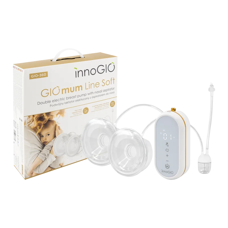 innoGIO prenosná elektrická odsávačka GIOmum Line Soft & odsávačka hlienov