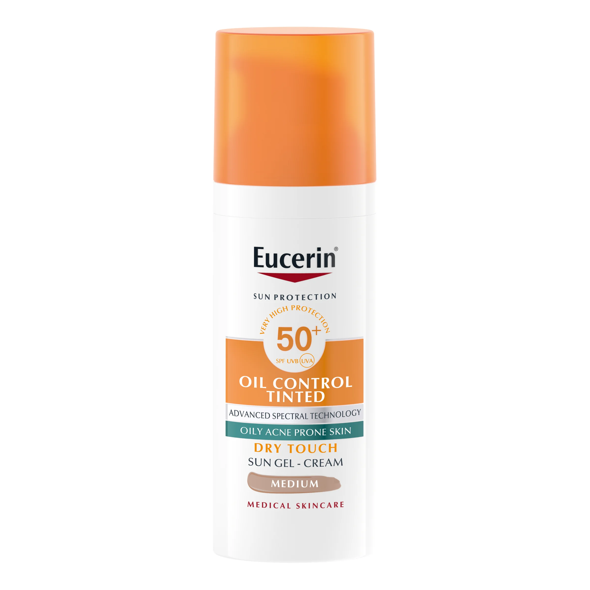Eucerin SUN Ochranný krémový gél na opaľovanie na tvár Dry Touch OIL CONTROL (stredne tmavý) SPF 50+, 50 ml 50 ml