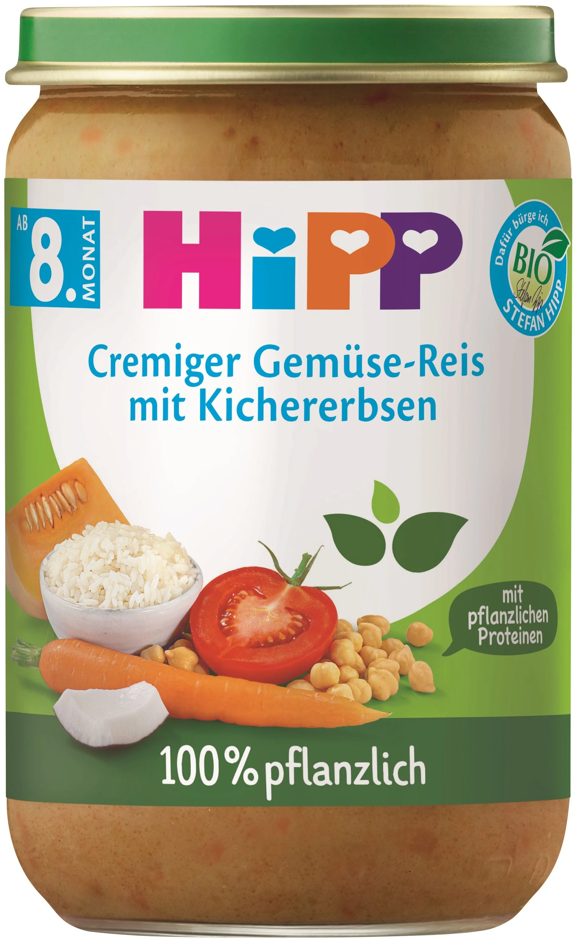 HIPP  ZELENINA S RYZOU,CICEROM A HRASKOVYM PROTEINOM 220G 220 g