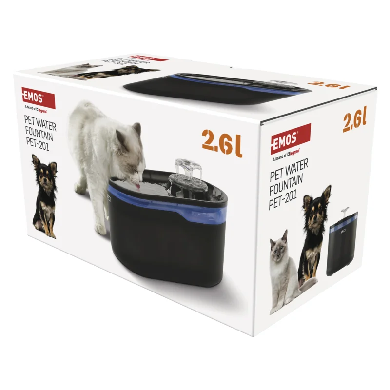 EMOS Vodná fontána Pet Care, 2,6 l, sivá 1 ks
